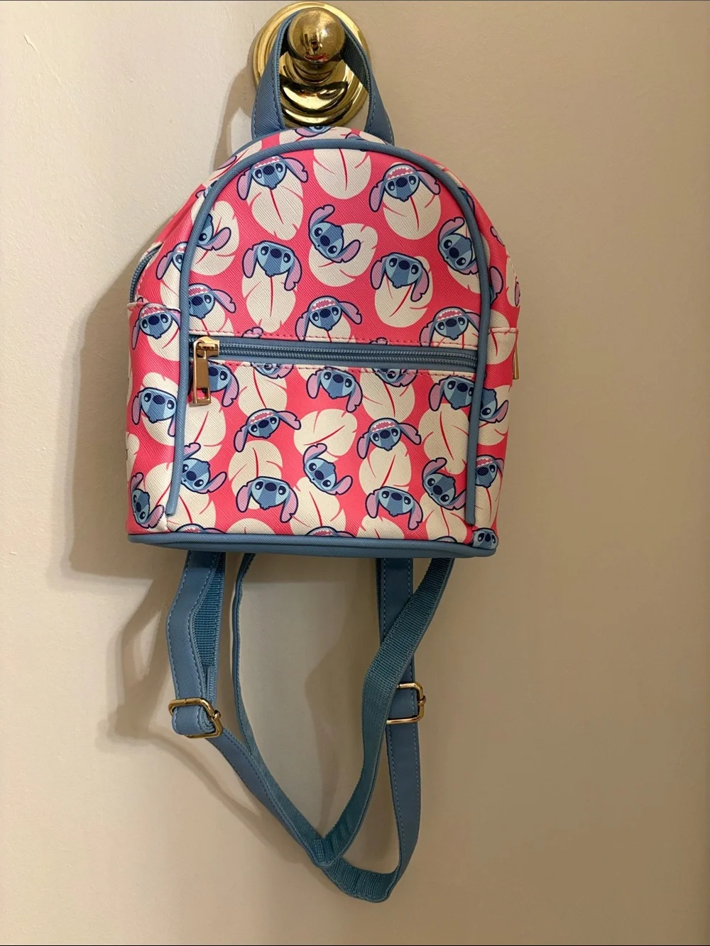 Disney Pink & Blue Stitch Pattern Mini Backpack